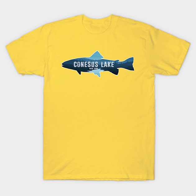 Conesus Lake New York Fish T-Shirt by esskay1000